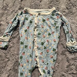 Kickee Pants Blue Floral Footie